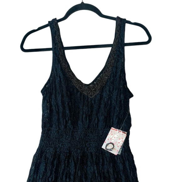 Free People Black Lace Tank Dress w/Beaded Neckline Size M NWT - Picture 6 of 13